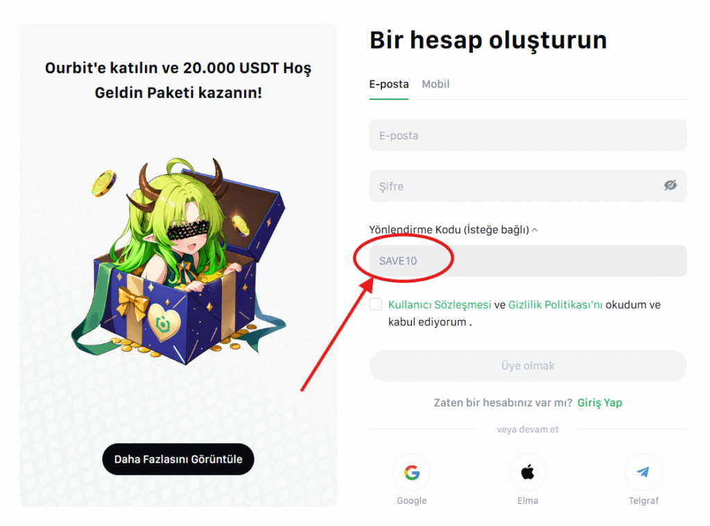 Ourbit Referans Kodu “SAVE10” Nasıl Çalışır