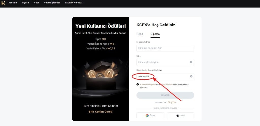 KCEX Davet Kodu "ARCHANA" Nasıl Çalışır?